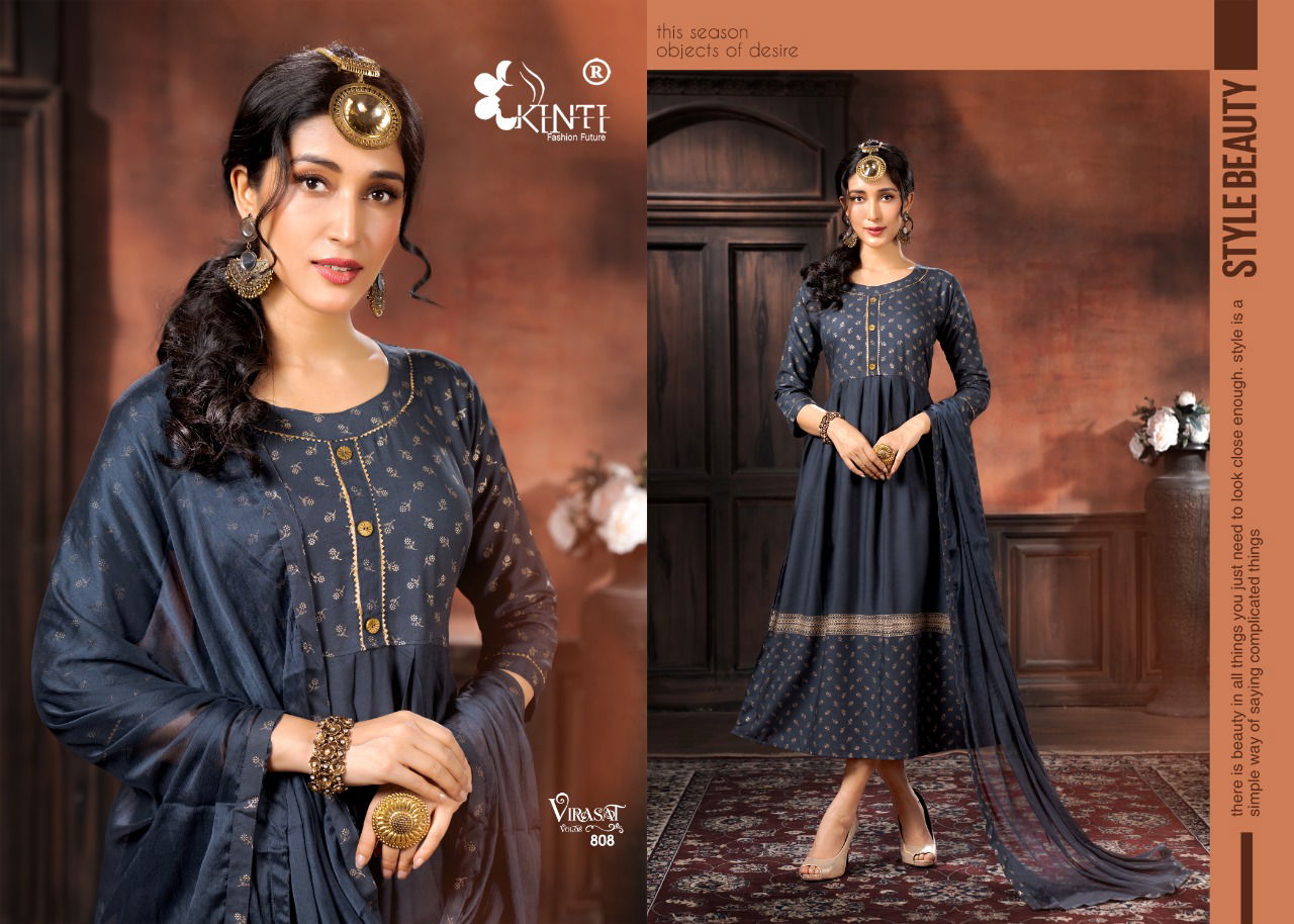 Kinti Virasat 8 New Latest Festive Wear Rayon Kurti With Dupatta Collection